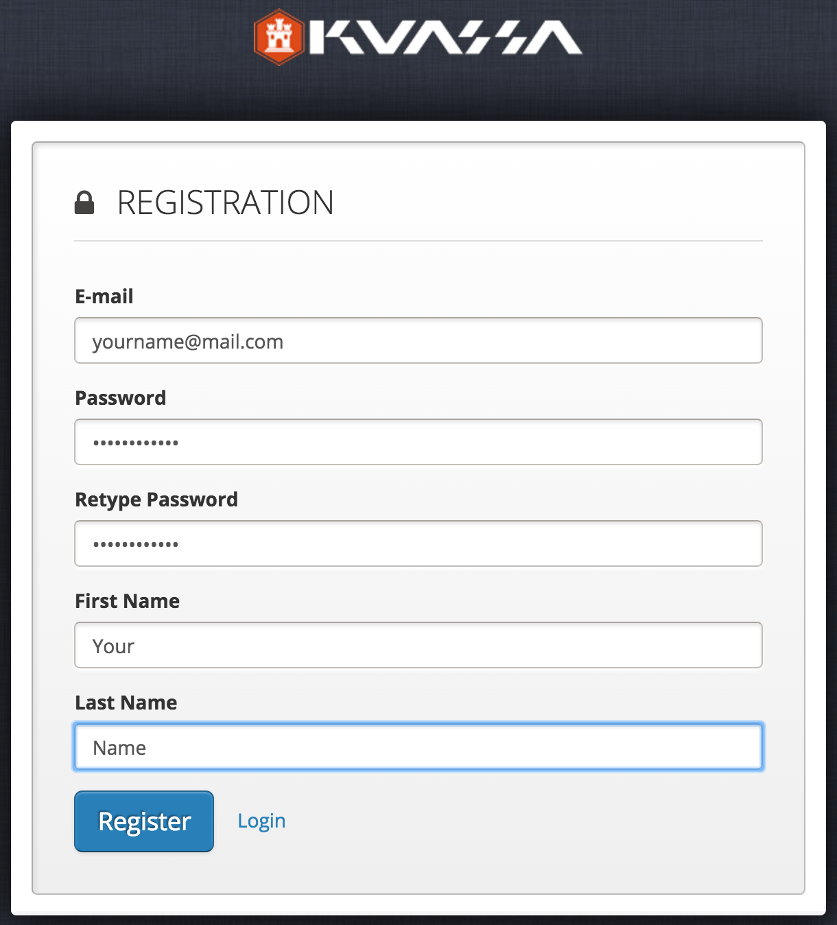 Member area registration