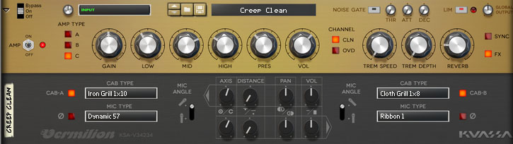 Radiohead Creep amp setting in Propellerhead Reason Rack Extension