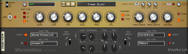 Radiohead Creep amp setting in Propellerhead Reason Rack Extension