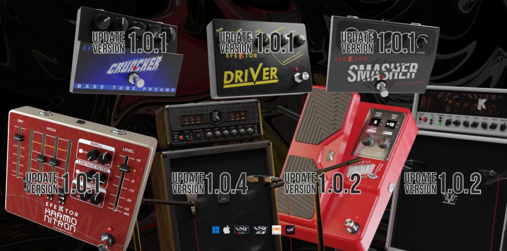New Updates for Rectifor (v1.0.4), VVV (v1.0.2), Whammo (v1.0.2), Harmonitron (v1.0.1), Efektor Bass Distortion Bundle (v1.0.1)